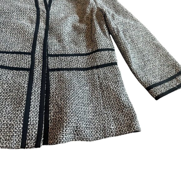 Lafayette 148 New York Black White Tweed Blazer Jacket Snap Closure Size 6 Women - Picture 4 of 10